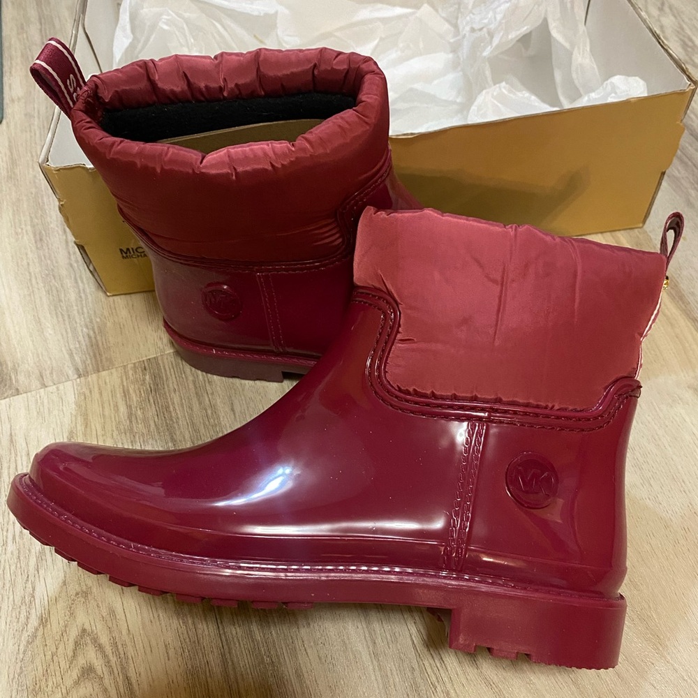 Michael Kors Berry Red Ankle Rain Bootie - Picture 16 of 16